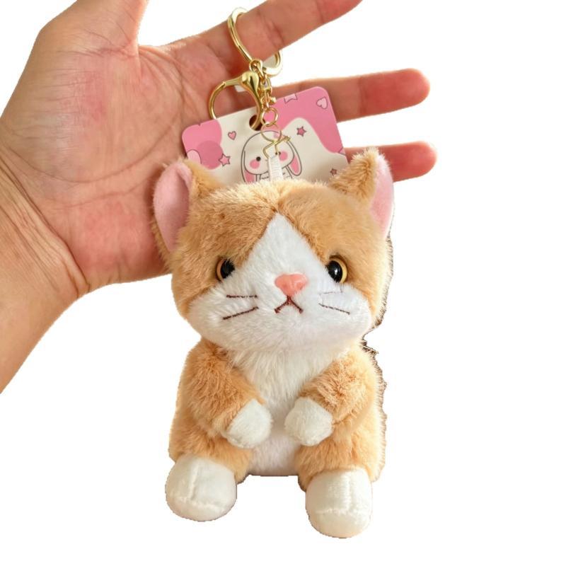 1 Pcs New Realistic Kitten Shape Cat Keychain Cat Furry Keychain Soft Cute Cat Bag Charm Bag Accessory