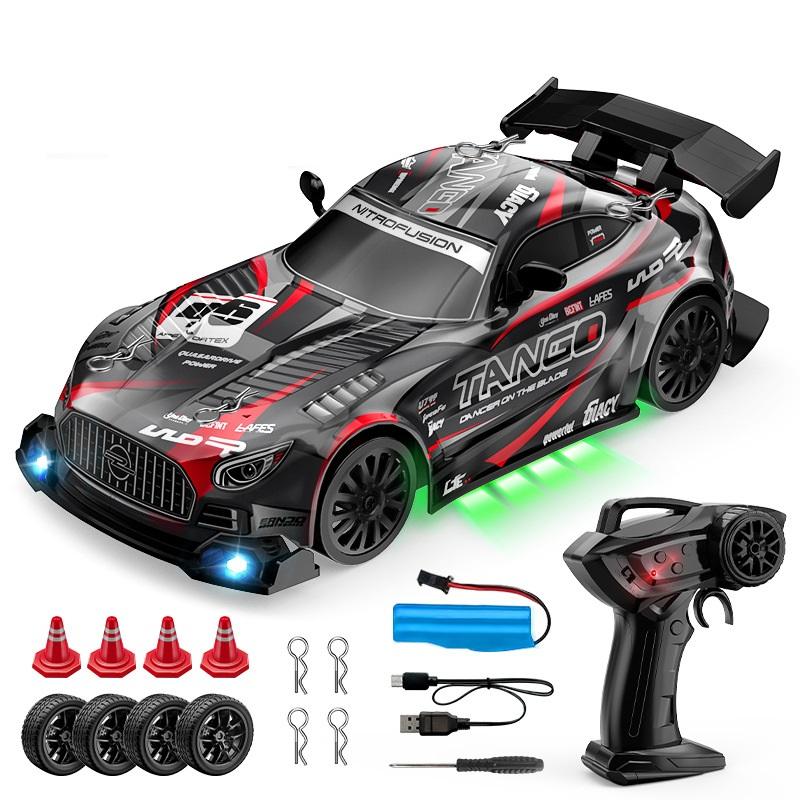 Coche Deportivo de Control Remoto 4WD para Derrapes 1/24 con Luces LED Vehículo de Carreras de Alta Velocidad Juguetes para Niños Juego Multijugador Regalo