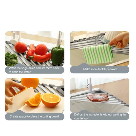 Kitchen Sink Water Filter Rack Stable Triangular Structure Strong Load-bearing Multi-purpose Foldable Sink Storage Rack