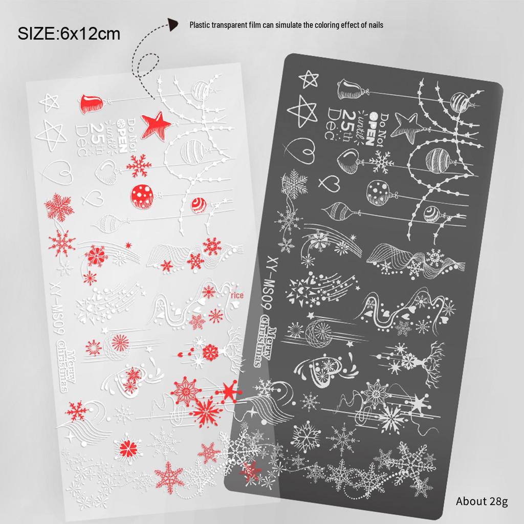 Christmas Series Snowflake Nail Art Transfer Tool - Printed Steel Plate with Transparent Film