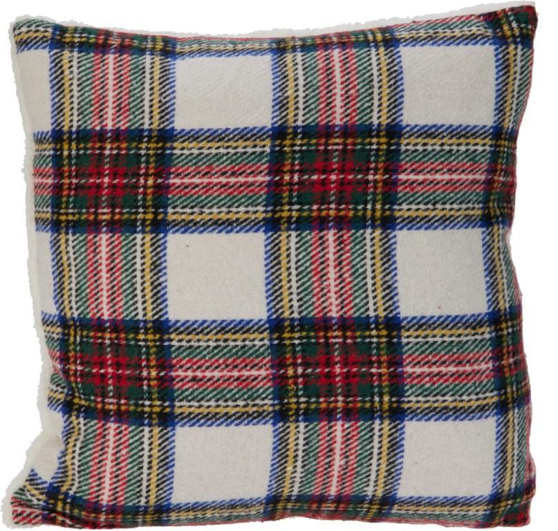 Poduszka dekoracyjna w kratę 45x45cm z miękkim tyłem sherpa 3 kolory 1 szt.