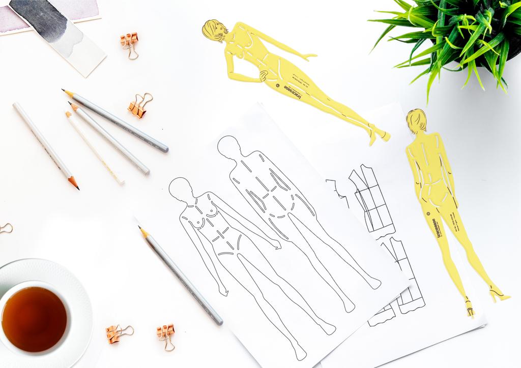 Traceease Female Human Figure Template Stencils Fashion Designer  s Drafting Tools, 2 Piece