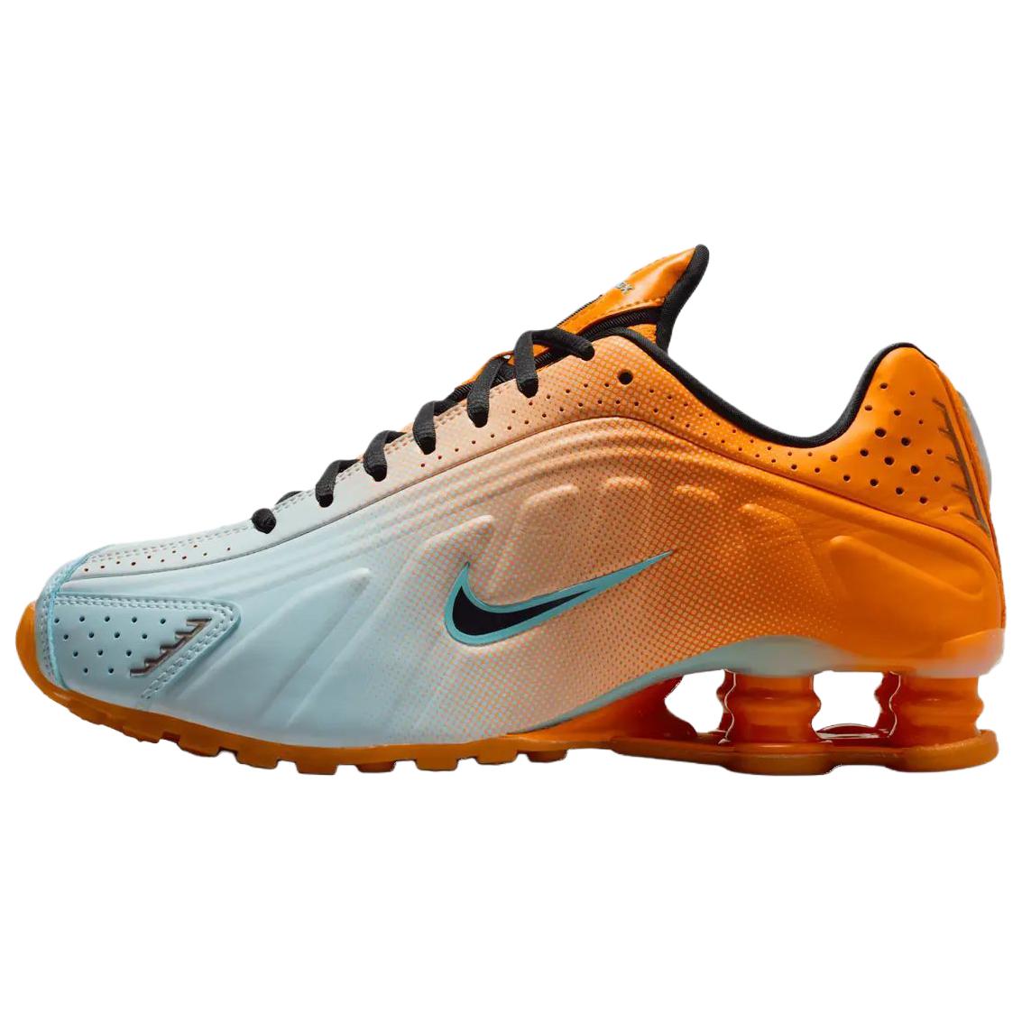 Nike Shox R4 Vivid Orange Black Glacier Blue Women Sneakers IH2343-801 37.5