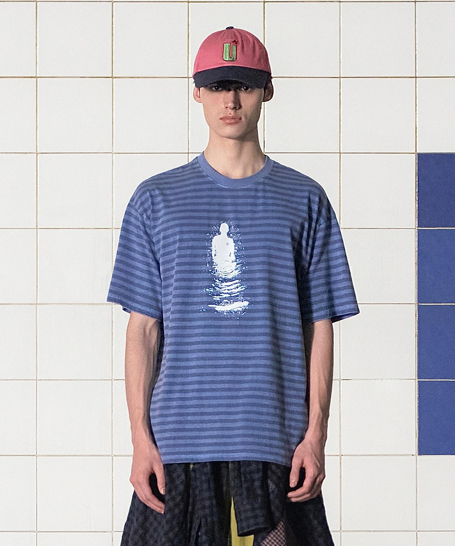 Analogoid Pigment Stripe T-Shirt / Blue Blue/L