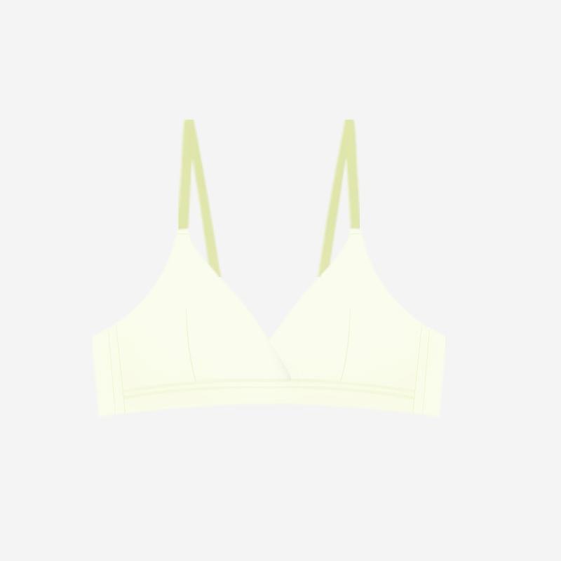 Underwear Women's Summer Thin Section Without Steel Ring French Triangle Cup Girl Cotton Bra Soft Support Gather Bra