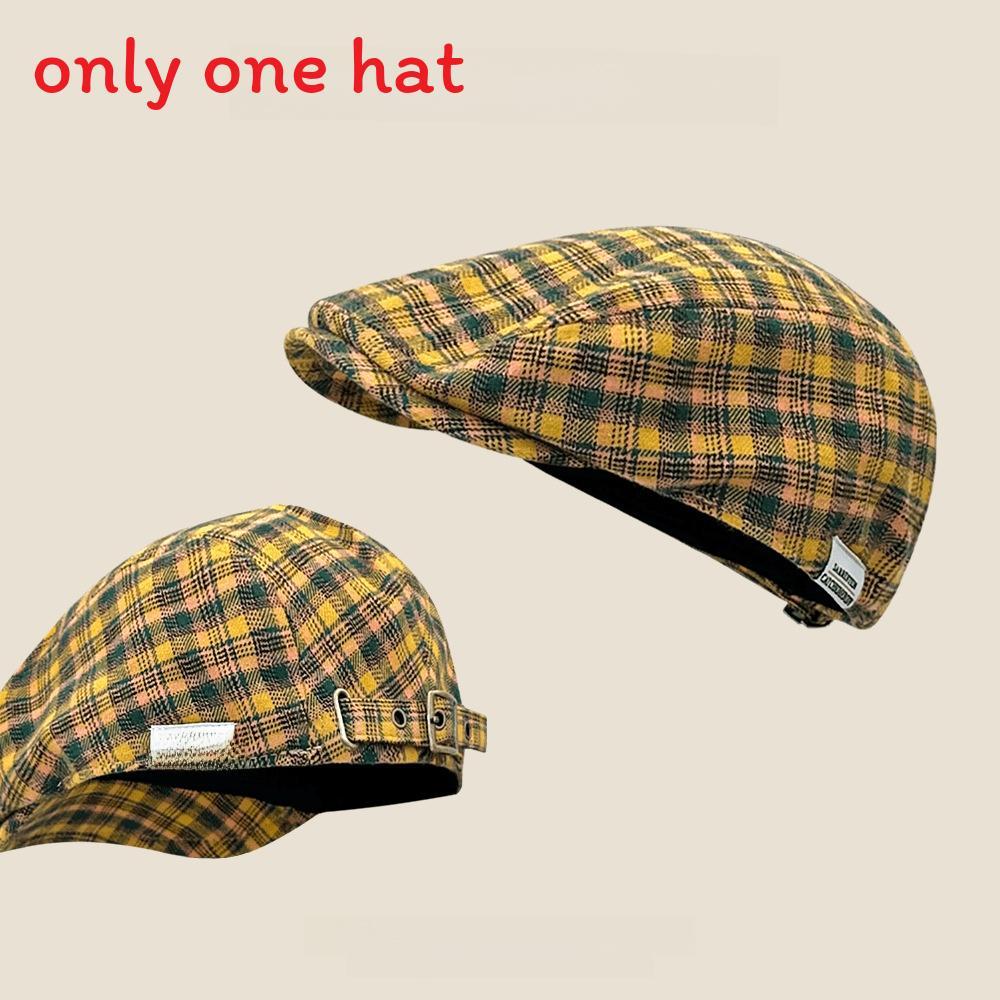 

Childrens Retro Plaid Beret Hat With Sun Protection For Spring Autumn Kids Ages 210 жёлтый