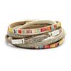 Women's Khaki Boho Bracelet with a Feather Charm and Magnet 19.5 Cm