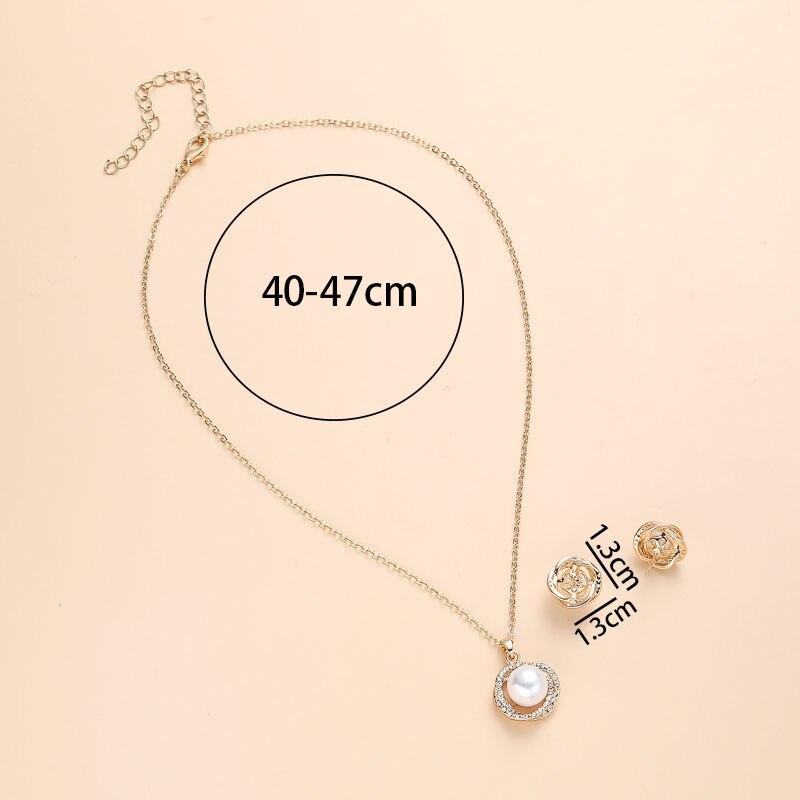 South Sea Shell Pearl Gold-Color Jewelry Sets for Women Cubic Zirconia Necklace Earrings With Party Birthday Wedding Gift