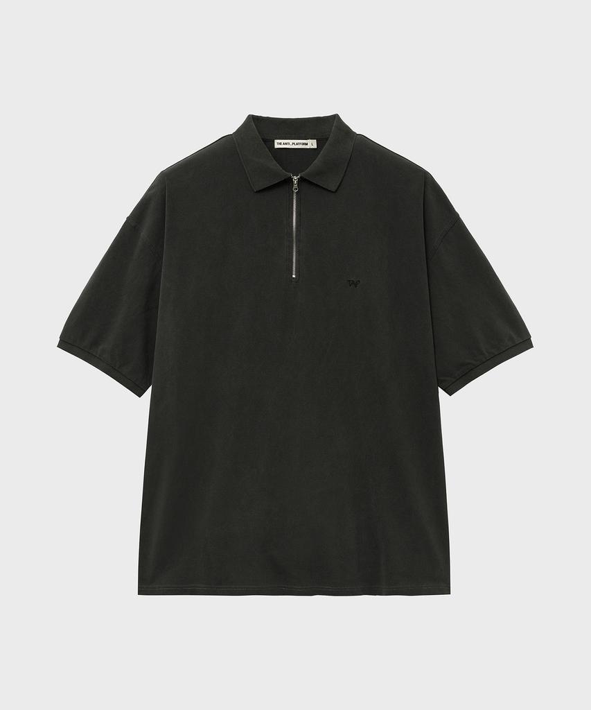 Diantipeullaespom Pigment Oversized Zip-Up Pique Shirt (Charcoal)