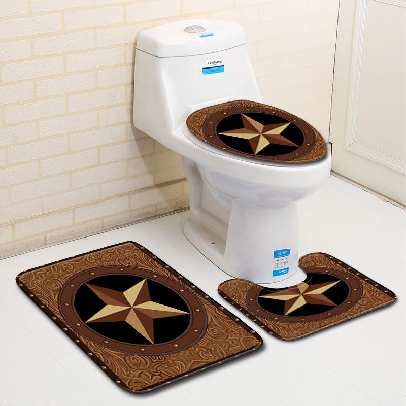 Covor de podea creativ din trei piese pentru toaletă, covor de ușă, covor de baie, covor de ușă moale antiderapant