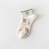 Women's Spring and Summer White Japanese-Style Cartoon Tulip Short Socks.