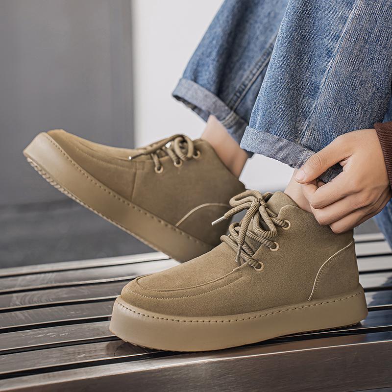 Winter Suede Leather Men Shoes Lace Up Casual Shoes Men Sneakers Breathable Footwear Comfortable Male Sports Tenis Masculino