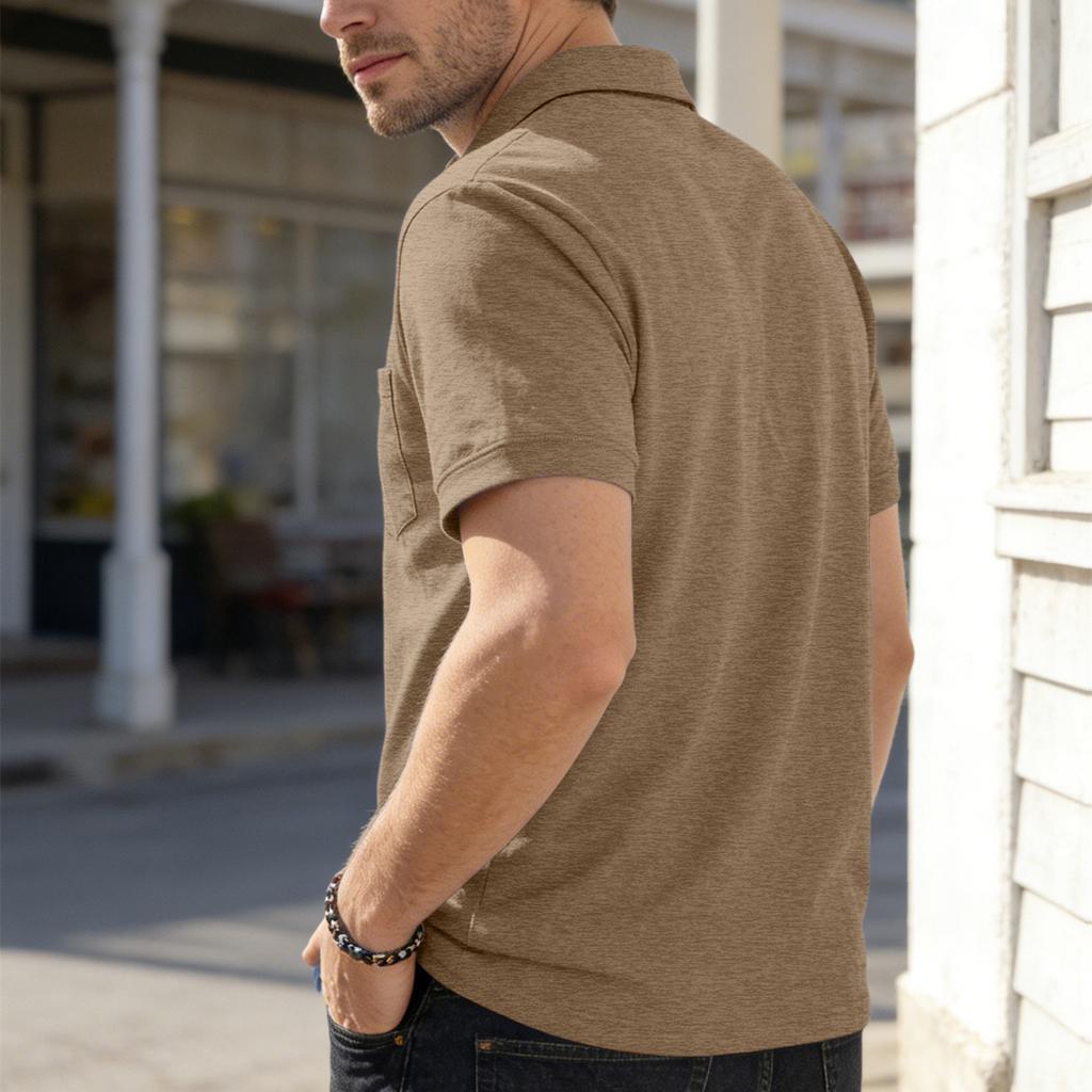 Summer New Men's Polo Shirt Casual Short Sleeve Turn-down Collar Solid Color Fashionable Light Weight Cotton T-shirt for Youth