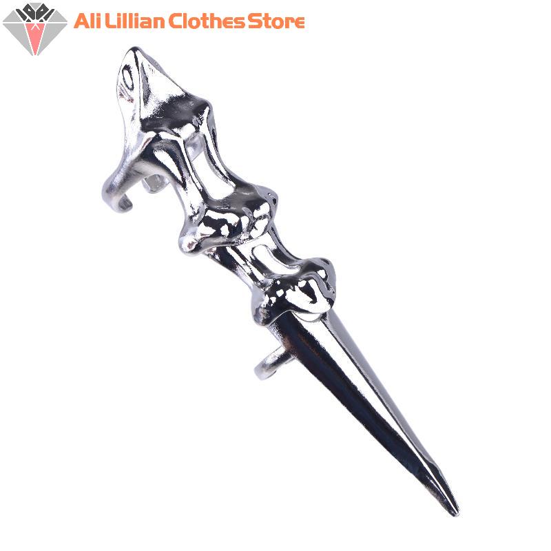 Hot Sale Punk Metal Exoskeleton Index Finger Joint Bone Ring Gothic Rock Machinery Fingertip Ring Long Finger Rings Jewelry Gift