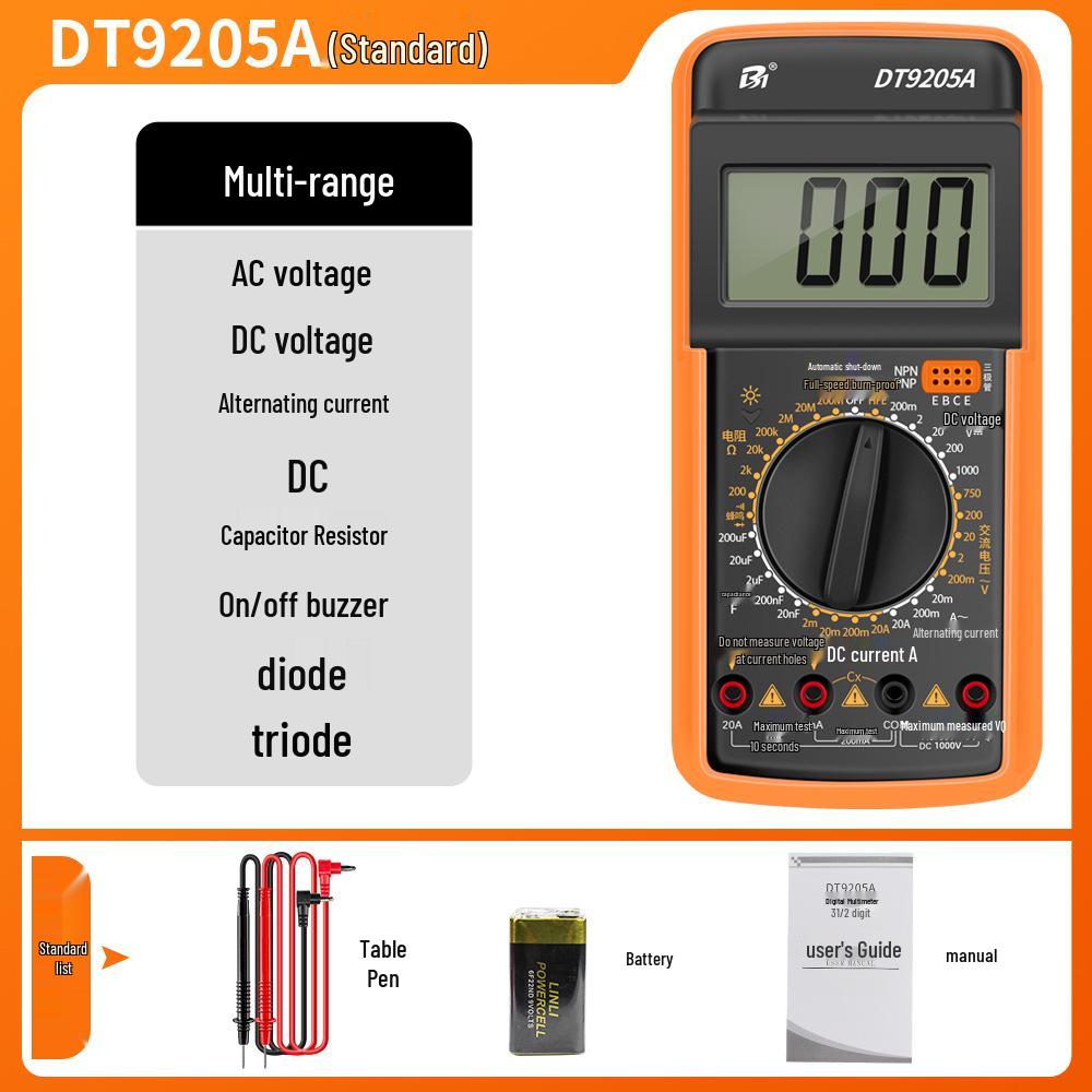 High Precision Anti-Burn Digital Multimeter Electrician's Model DT9205A/9205P-S9205PRO
