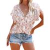 2026 New Printed Women's Summer V-Neck Half-Open Short-Sleeve Loose Casual T-Shirt