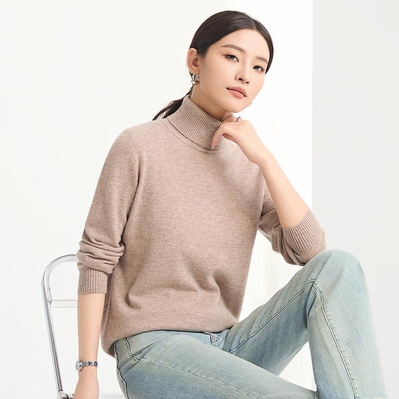 FAPAI Women's 100% Merino Wool High-Neck Knit Sweater