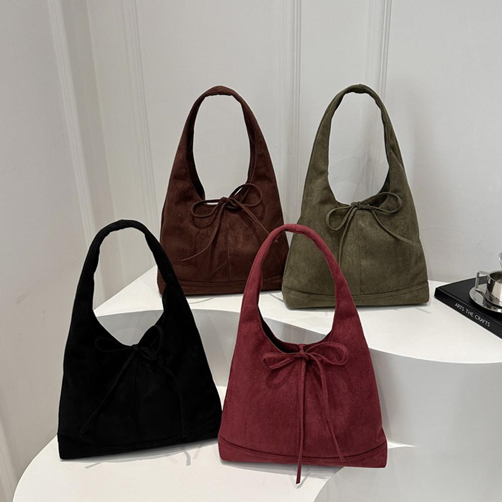 Vintage Shoulder Bag Solid Color Fashi Underarm Bag Large Capacity Handbag Versatile Women'S Bucket Bag For Travel Shopping