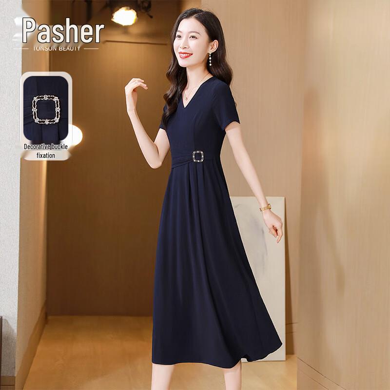 Sishe V-Neck A-Line Midi Dress XXL