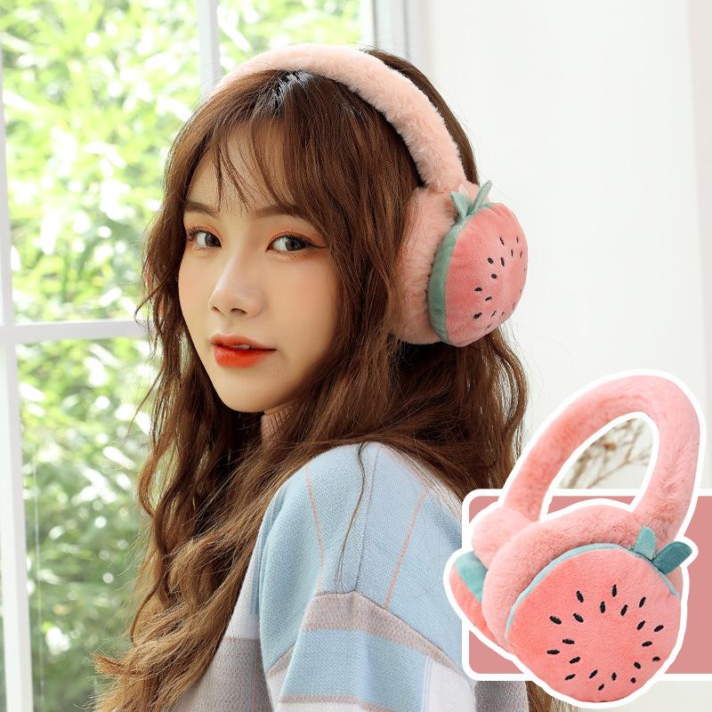 Cartoon Fruit Winter Warm Earmuffs for Children Girls Plush Thick Soft Ear Cover Ear Protection Warmth Ear Muffs for Women Kids