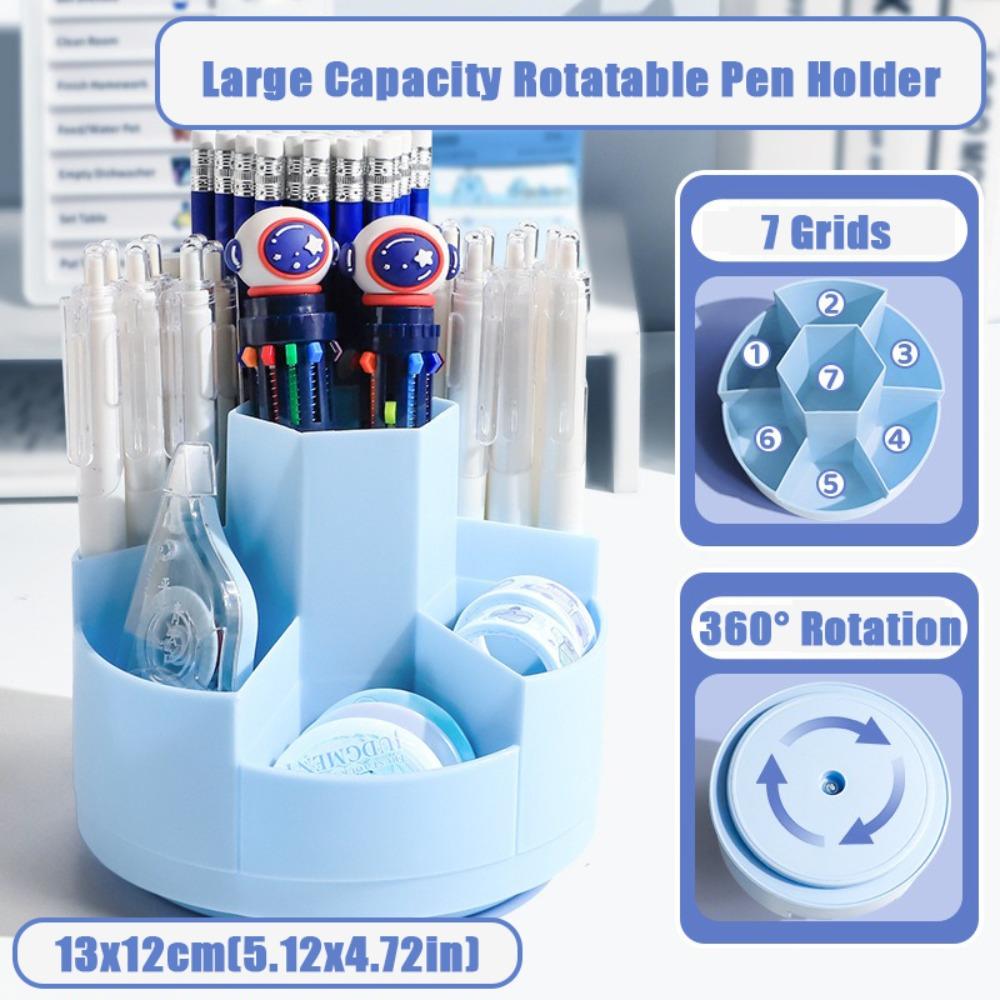 Plastic Pen Container 7/10 Grids Stationery Storage Box Cartoon Pen Holder  School Office