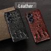 Genuine leather half-cover protective case for Honor X50, featuring cowhide, crocodile pattern, and skull design.