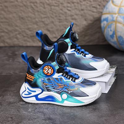 Classmate Boys Basketball Shoes 6-12 Years Old 2025 Double Mesh Breathable Wear-resistant Boys Students Sneakers Button Shoes Tide