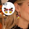 Reliable Buckle Dangle Earrings Witch Hat Puppy Earrings, Cute Dog Pumpkin Drop Rust-proof Curved Ear Hooks Lightweight Acrylic Jewelry, Halloween