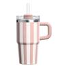 Striped Tumbler Cup with Handle and Straw Double Wall Vacuum Insulated Travel Coffee Mug for Iced Coffee Thermos 20oz