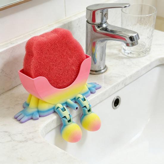Soporte para Esponjas Impreso en 3D con Patas de Drenaje para Baño Cocina Encimera Soporte para Esponjas Organizador Multifuncional de Esponjas Estante de Almacenamiento