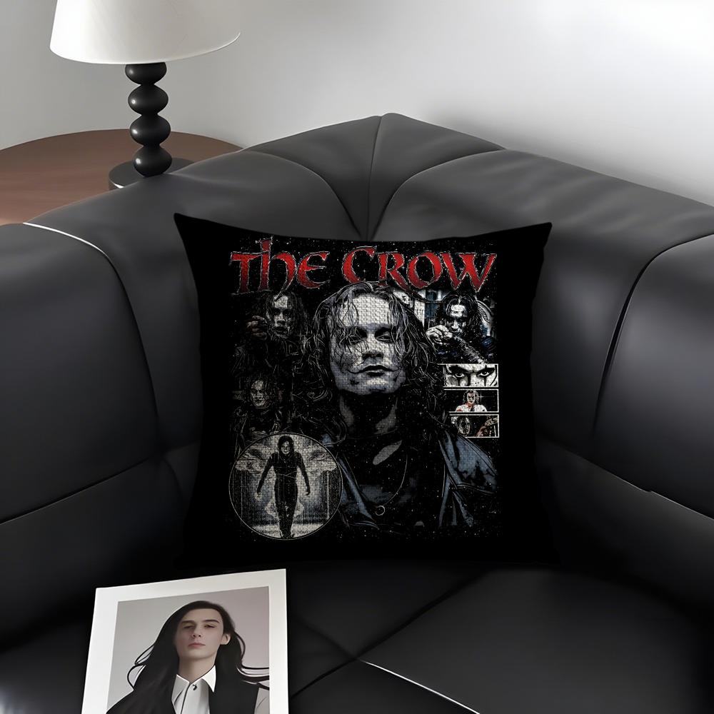 T-The C-Crow Movie Cushion Cover Natural Linen Organic Fabric Double-Sided Printing Sofa Home Decor Gift Pillow Case