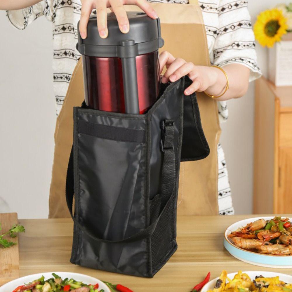 New Large Capacity Vacuum Thermal Bag Black Aluminum Film Insulated Lunch Bag Thickened Insulated Bag