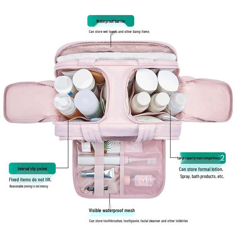 Lightweight Wide-Opening Handheld Makeup Bag – Stylish and Puffy Cosmetic Storage