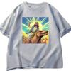 Summer Jesus Riding Dinosaur T Shirt Funny Graphic T Shirts Vintage 90s Graphic Tees Short Sleeve Christian Religion Tees Summer