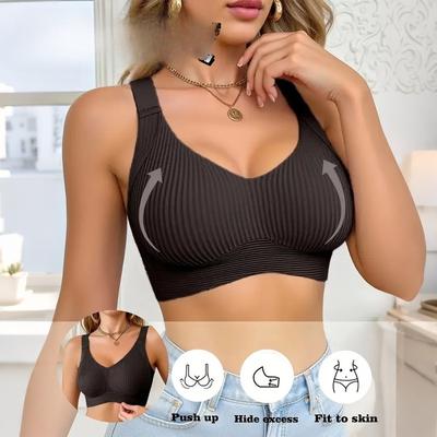 Übergröße Schöne Rückenlifter Push-Up BH, Nahtloser kabelloser Push-Up BH mit seitlicher Stütze und Hakenverschluss