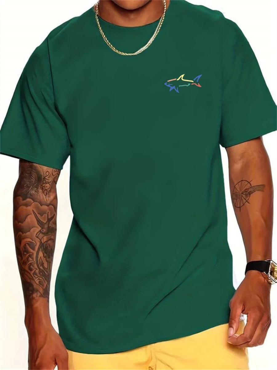 

Літня Вільна Чоловіча Футболка з 3D Принтом, Крій, Візерунок Акули, Повсякденна, Приталена, Круглий Виріз, Короткий Рукав, Топ 3XL