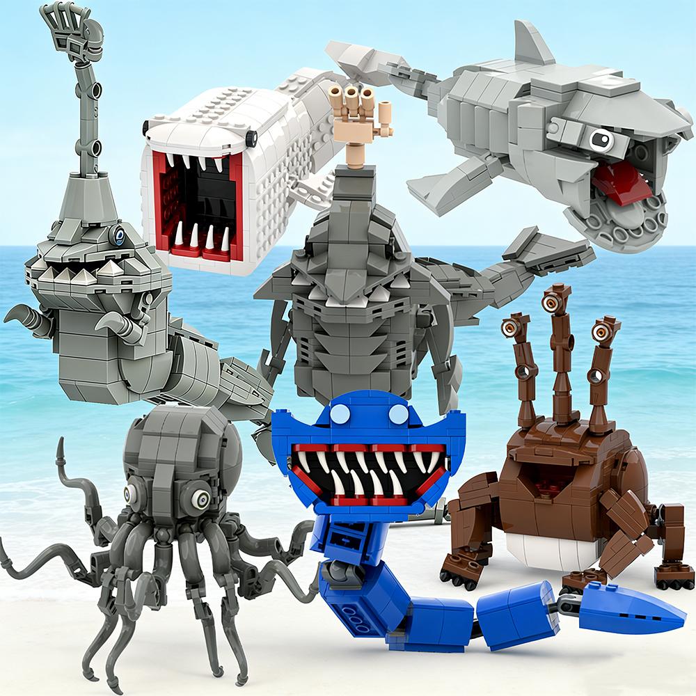 5-in-1 Bloop Sea Monster Building Blocks Set Subnautica Sea Eater Gran Maj Model Bricks Desk Decor DIY Education Birthday Gift