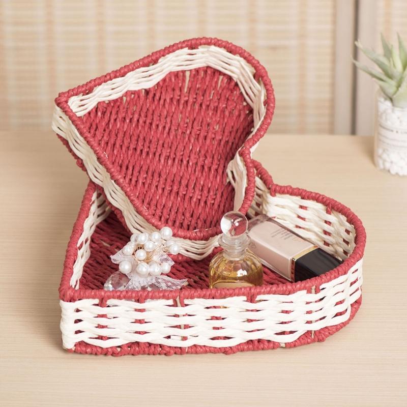 Heart Shaped Basket for Bread Or Snacks Display Decorative Fruit and Vegetable Organizer Kitchen Organization Tool