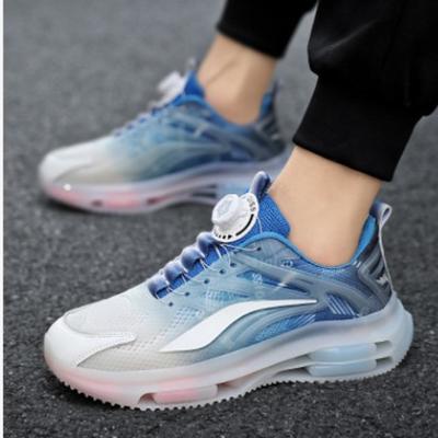 Zapatos para hombre, zapatillas informales transpirables con botones giratorios, suela gruesa, con amortiguación de aire elevada, zapatos de moda para papá