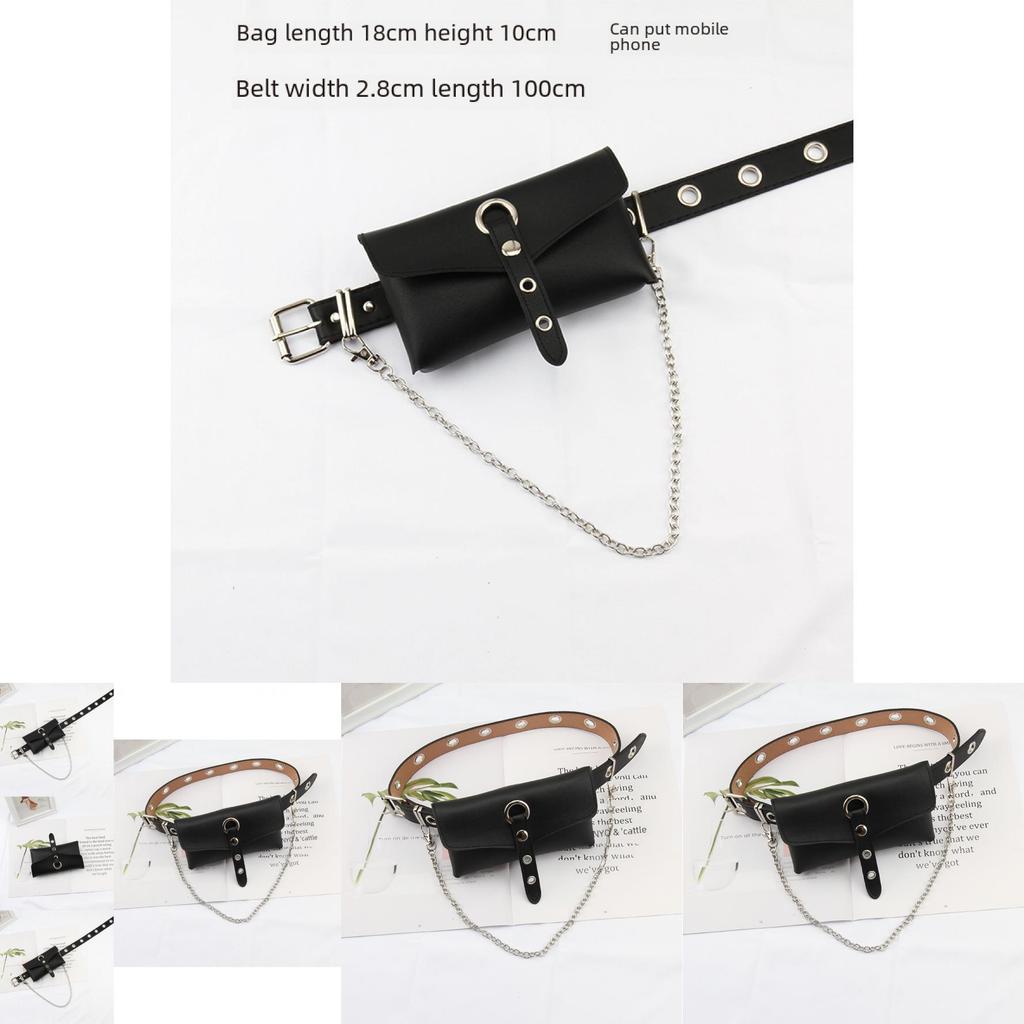 Punk Style Belt For Women With Pu Material And Adjustable Pin Buckle For Fashionable Streetwear