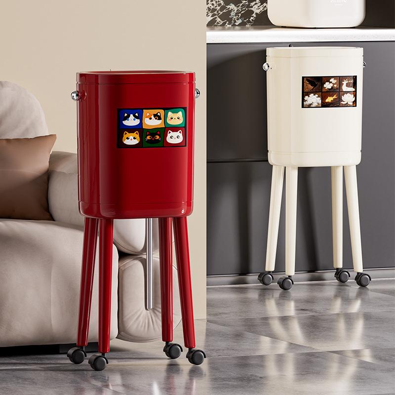 Premium Large-Capacity Trash Can with Lid – Ideal for Living Room, Bedroom, and Kitchen; Elevated Design for Easy Use.
