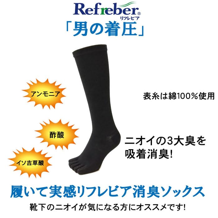 Applause Set of Compression Knee Socks with Deodorizing Refreber 3-Pair Men's Five-Toe