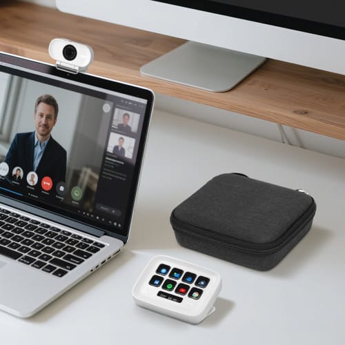 Geekria Programmable Keyboard Carrying Case Compatible with Elgato Stream Deck Neo, Hard Shell Protective Cover and Travel Bag (Dark Gray)