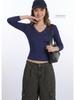 HeyHenry Women's V-Neck Short-Sleeve Slim Fit Cropped Lyocell Top