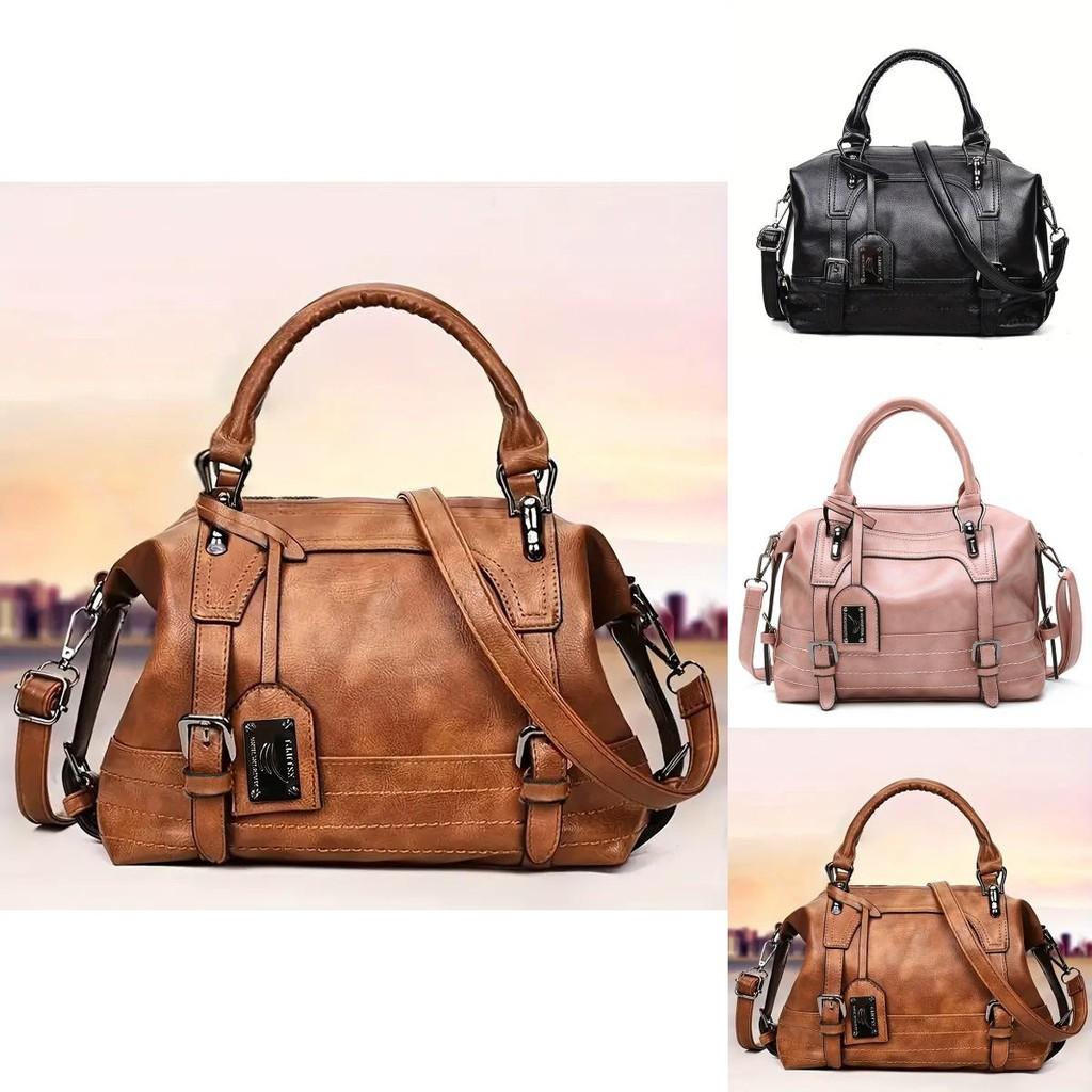 Borsa Boston Lussuosa Grande Capacità Effetto Pelle Vera Per Donna Con Colori Eleganti