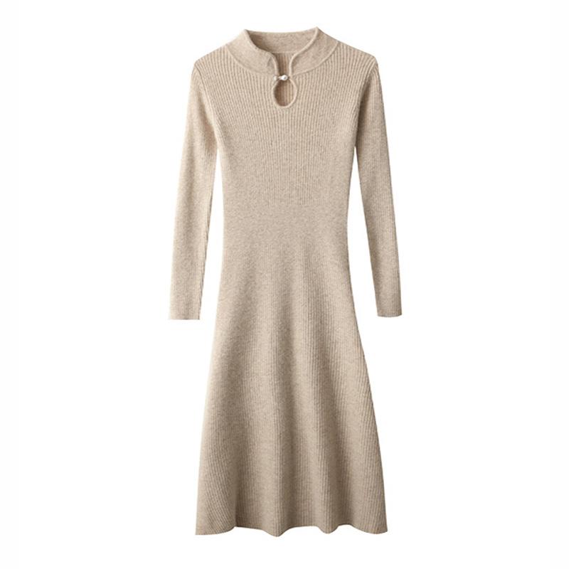 Women Sweater Dress 100% Wool MODERN NEW SAGA Turtleneck Knit Long Pullover Winter Jumpers Wool Long Dress Female