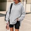 Women's Casual Longline Hooded Pullover with Drop Shoulder and Side Slit - Loose Fit Sweatshirt