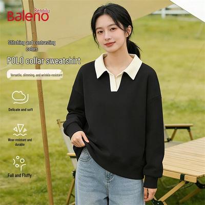 Baleno Women's Oversized Colorblock Polo Neck Sweatshirt