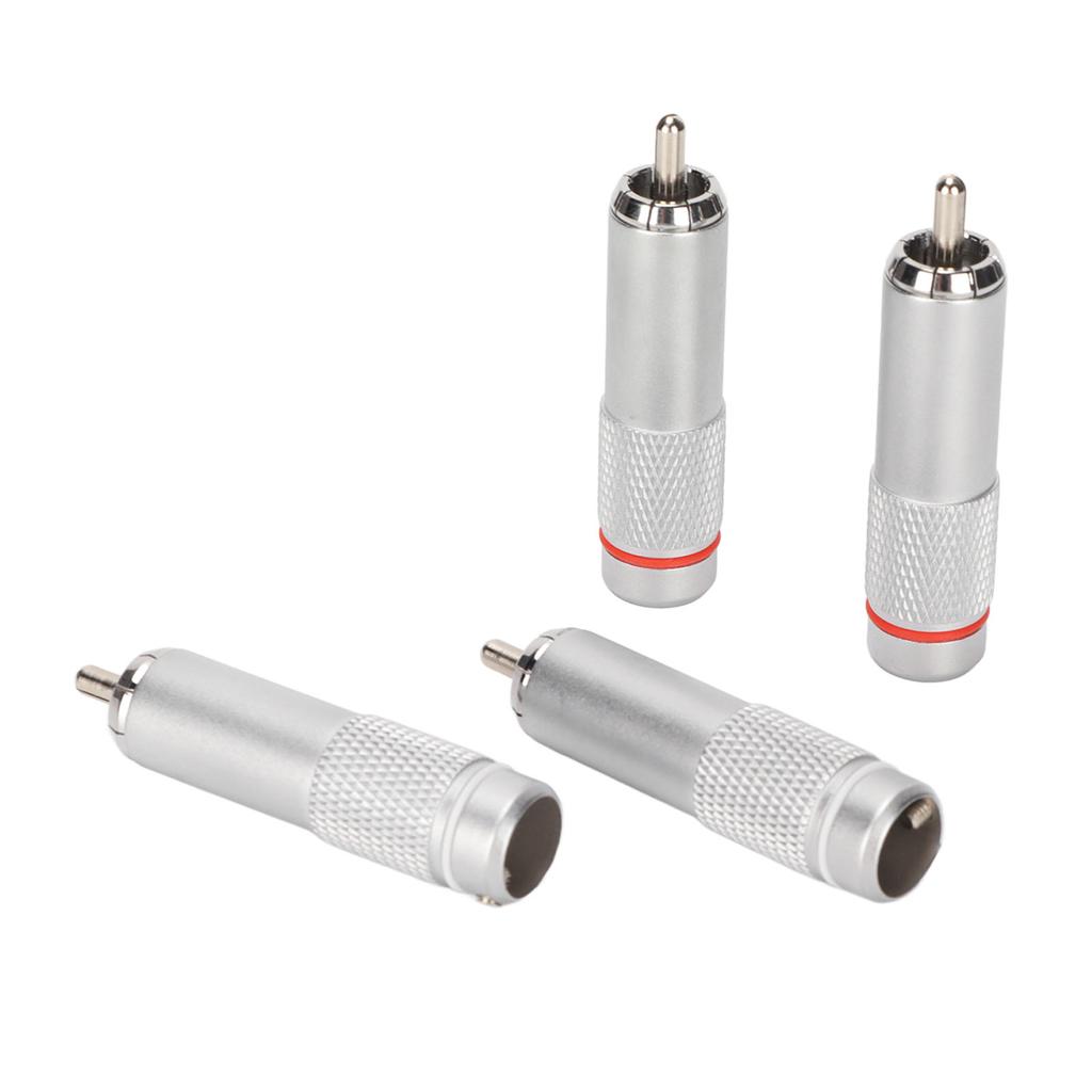 4Pcs RCA Sound Connector DIY Chrome Plated Low Loss Welding RCA Male Plug for Professional Sound