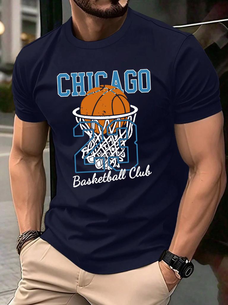 Chicago No23 Basketball Club Print T Shirts Men Summer Cotton TShirt Hip Hop Loose Streetwear AllMatch Casual Clothing